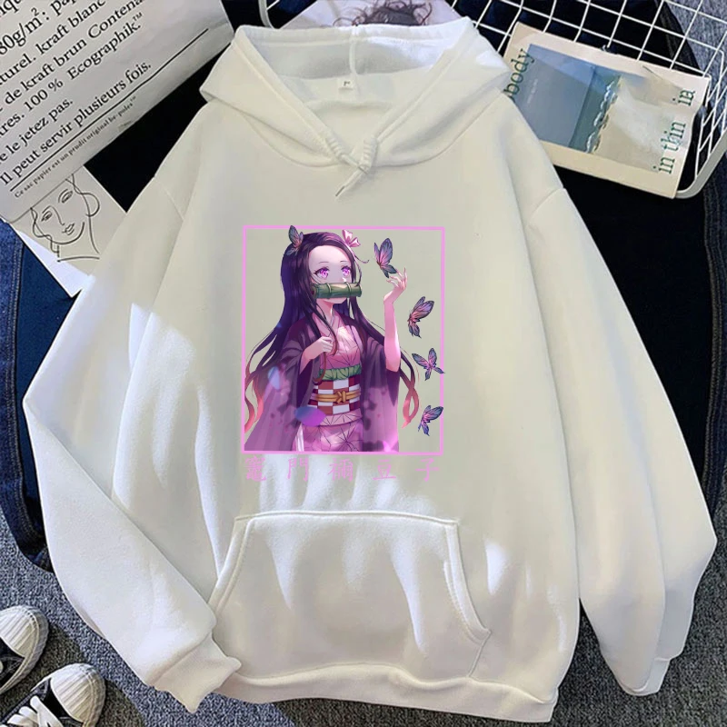 Anime Kamado Nezuko Print Hoodies Men/Women Fashion Personality Hooded Pullover Teen Casual Long Sleeve Sweatshirts