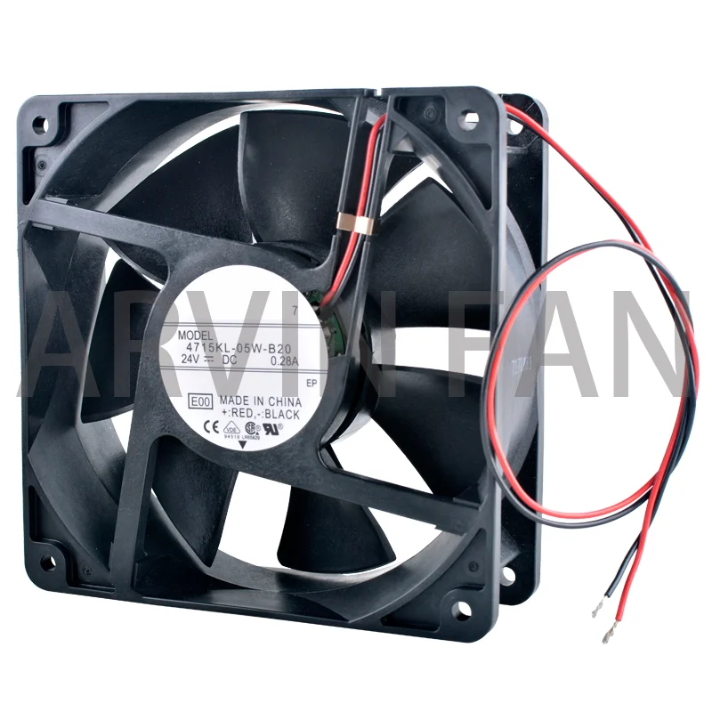 4715KL-05W-B20 ventilador de 12cm, 120mm, 120x120x38mm, DC24V, 0.28A, Enfriador de rodamiento de bolas Dual, ventiladores de refrigeración para convertidor de frecuencia