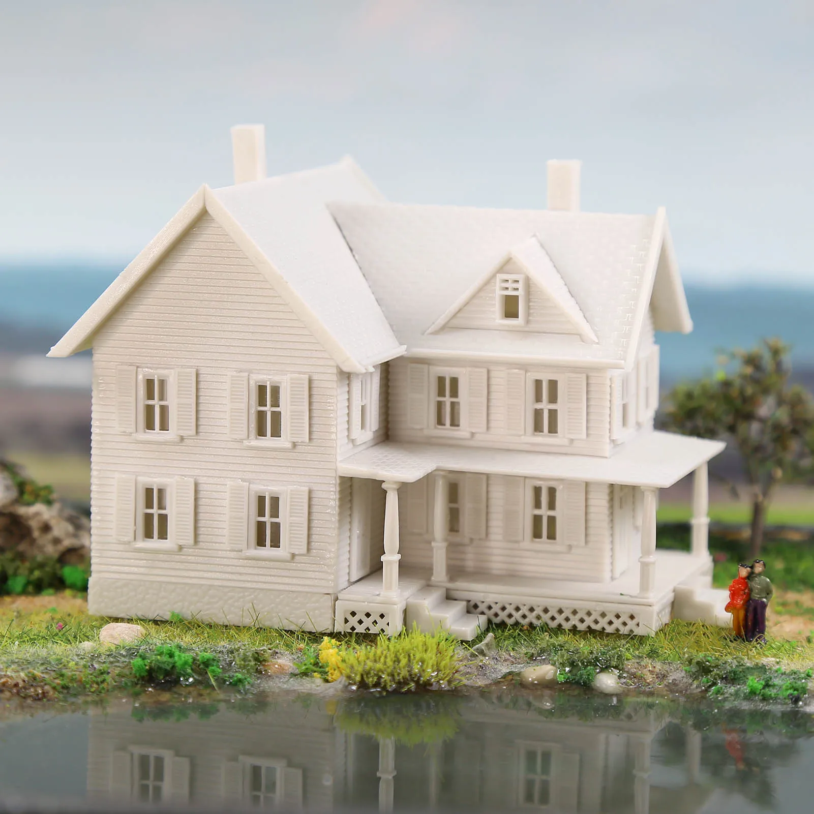 Evemodel N Modello in scala Dwelling House Kit smontato non verniciato edificio a due piani