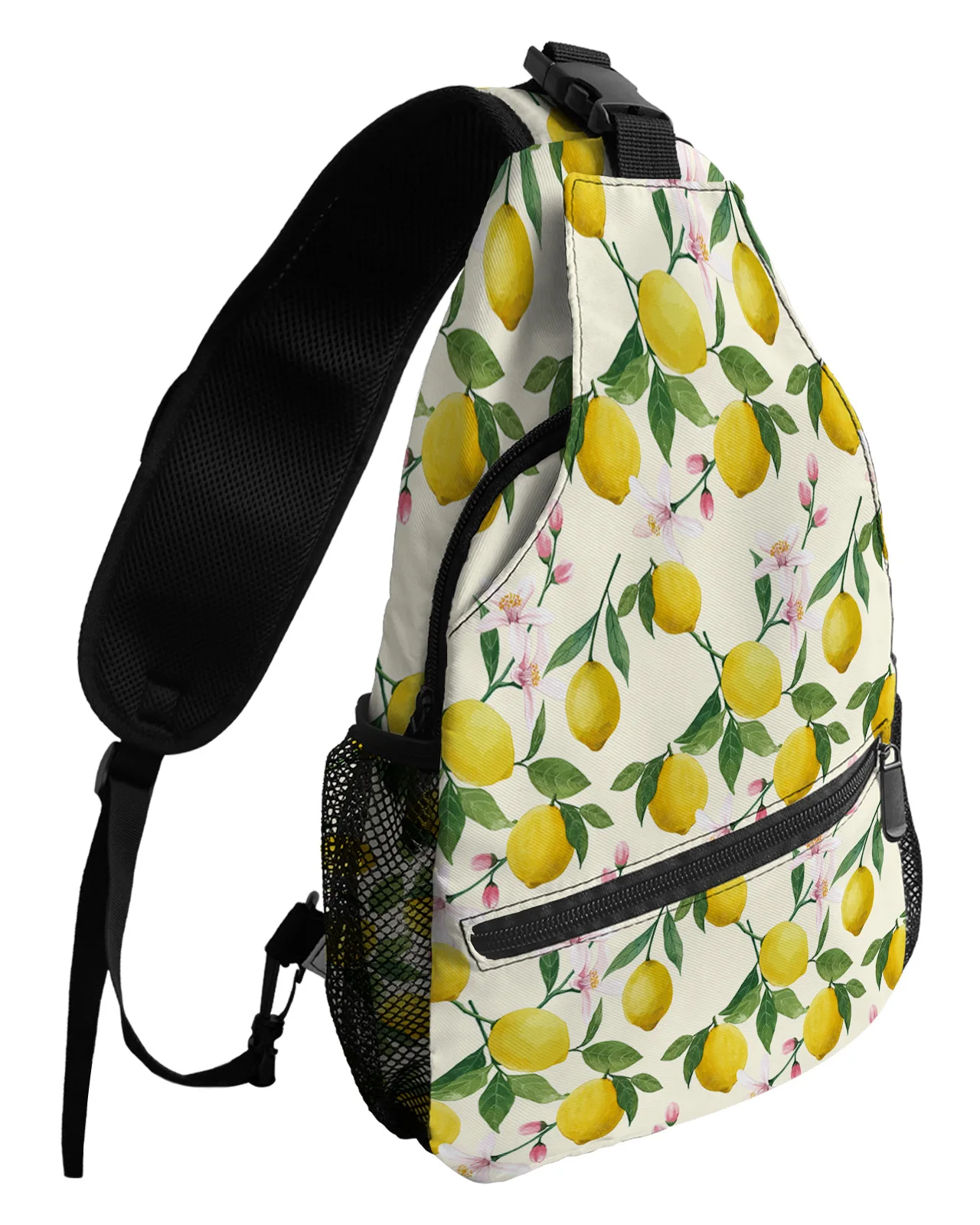 Summer Lemon Fruit Flower Chest Bags for Women Men Waterproof Shoulder Bag Outdoor Travel Sport Crossbody Bag