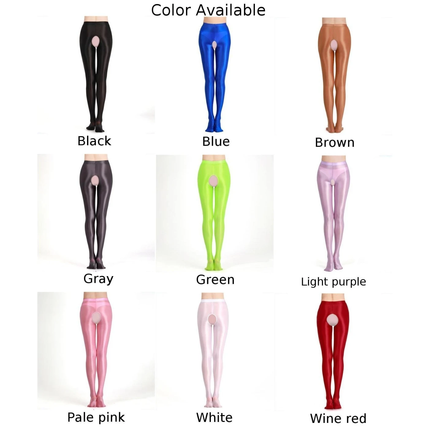 Women Oil Shiny Glossy Smooth Pantyhose Sexy Crotchless Stockings  Stretchy Tights Fluorescent Leggings Erotic Underwear