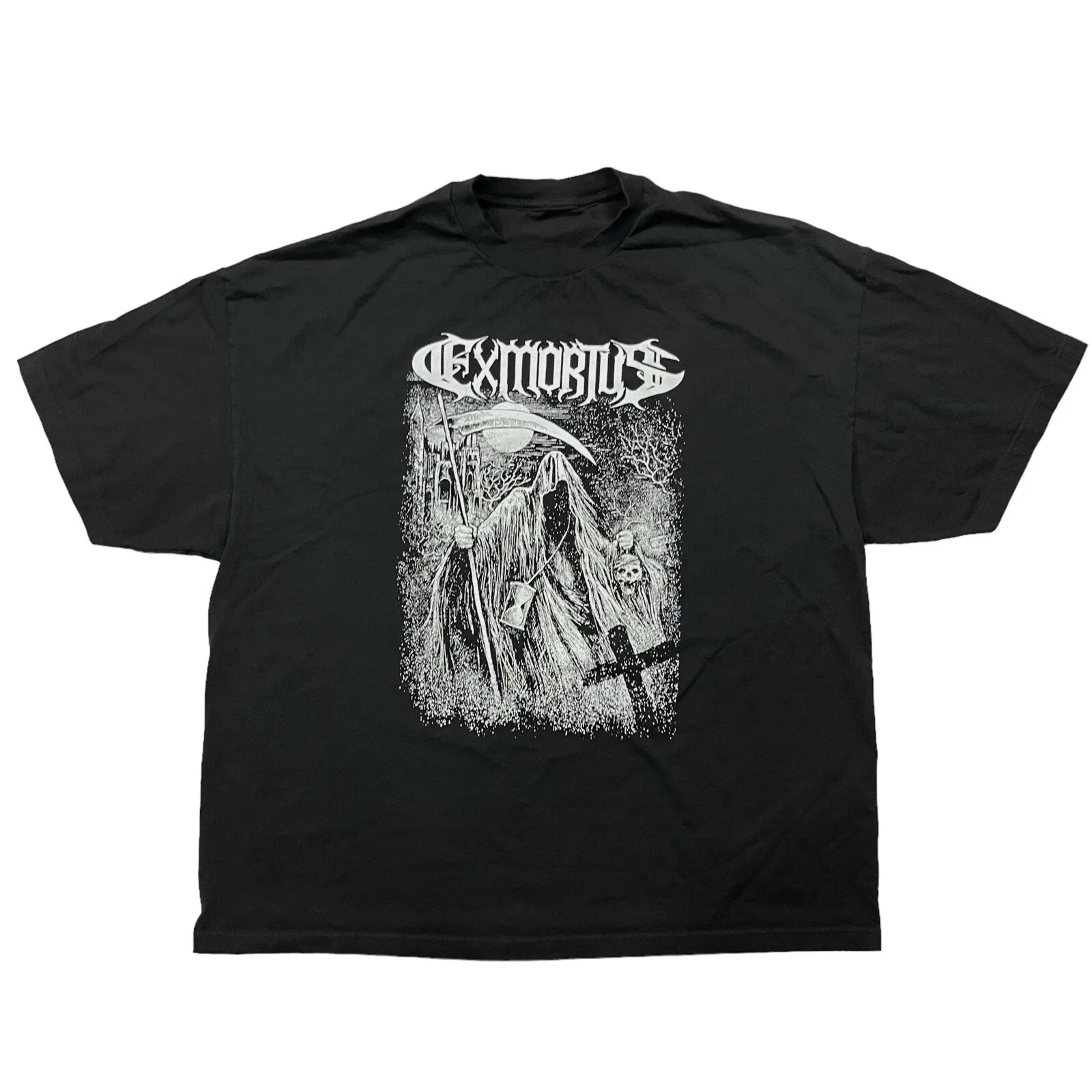 Винтажная футболка с графическим принтом EXMORTUS Grim Reaper, размер 3XL? Тур группы Heavy Metal Band