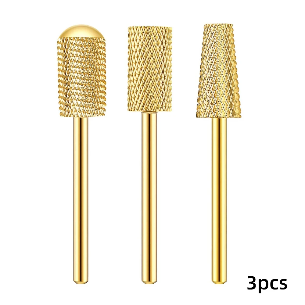 3 Stück Nagelbohrer 3/32 Zoll – geformter Hartmetallbohrer mit glattem Anschlag (grob) für professionelle Oberflächen, schnelles Entfernen, Formen und Glätten