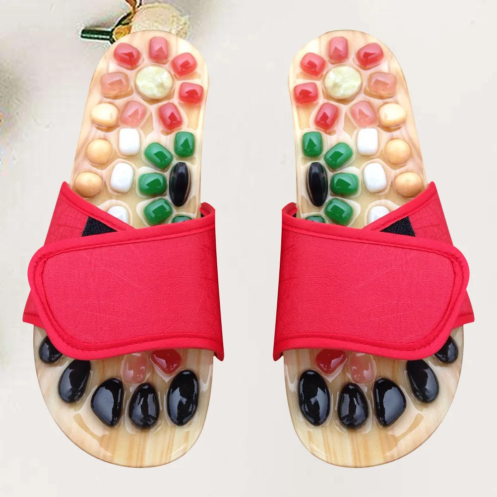 

Massage Slippers Size 41-42 Red PU Eva Sole Acupressure Health Sandals for Blood Circulation Pain Relief Foot Care Anti-Slip