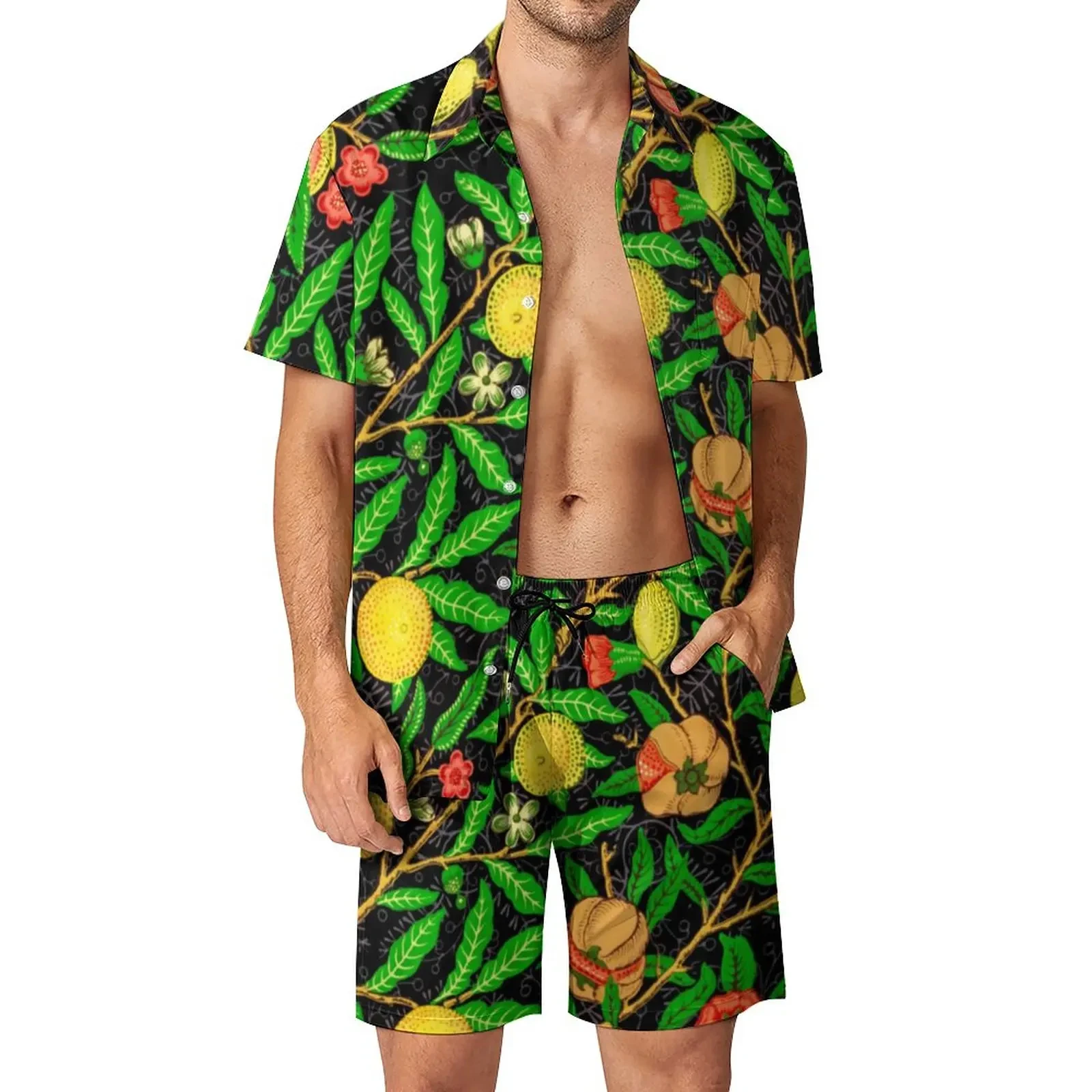 Summer Green plants fruits 3D Print Men Shirt Sets Short Sleeve Shirt Oversized Beach Shorts Streetwear Hawaiian Suits Clothes