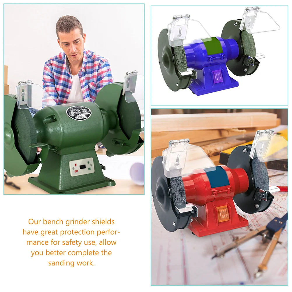 2 Pcs Grinder Guard Device Bench Eye Cover Shield Goggles Asphalt Safety Stainless Steel Protector Attachment Accessories Work