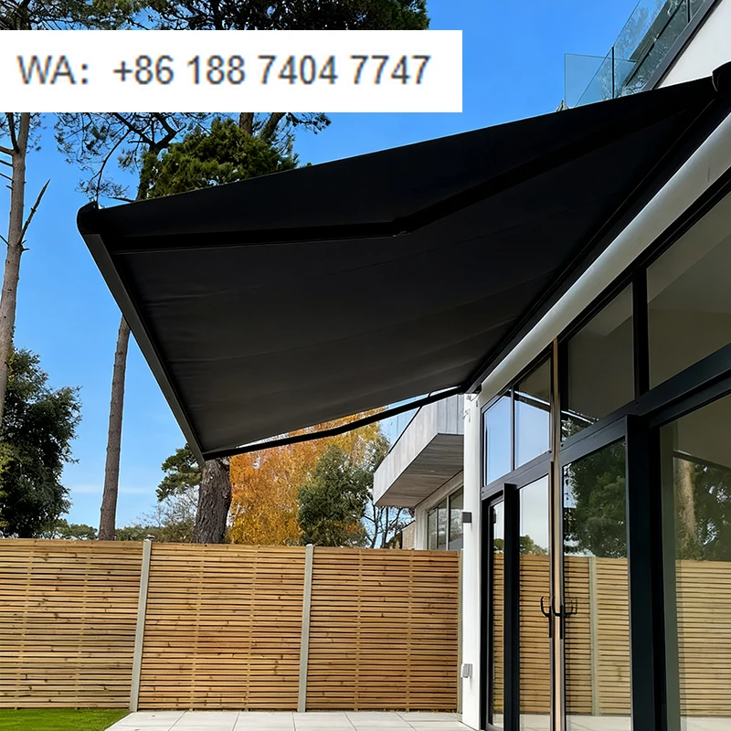 

Patio Aluminum Full Cassette Motorized Folding Arm Retractable Awning with Waterproof Canopy for Balcony & Outdoor Garden