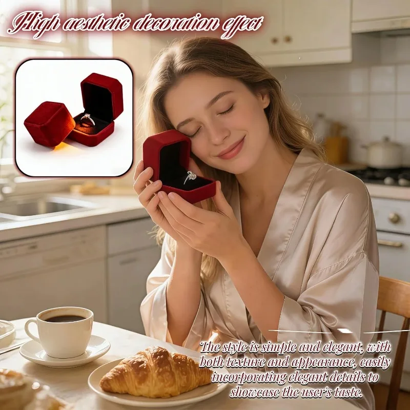 

Octagonal Velvet Ring Box Multi Color Jewelry Storage Case Soft Flannel Material Portable Gift Box for Wedding Engagement