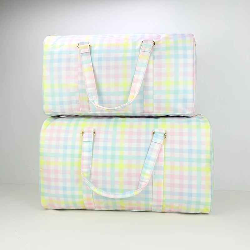 New Rainbow Check Pattern M.L Two-Sized Travel Bags - Nylon Waterproof Large Capacity Portable Storage Bags-Shoulder Sling Bags