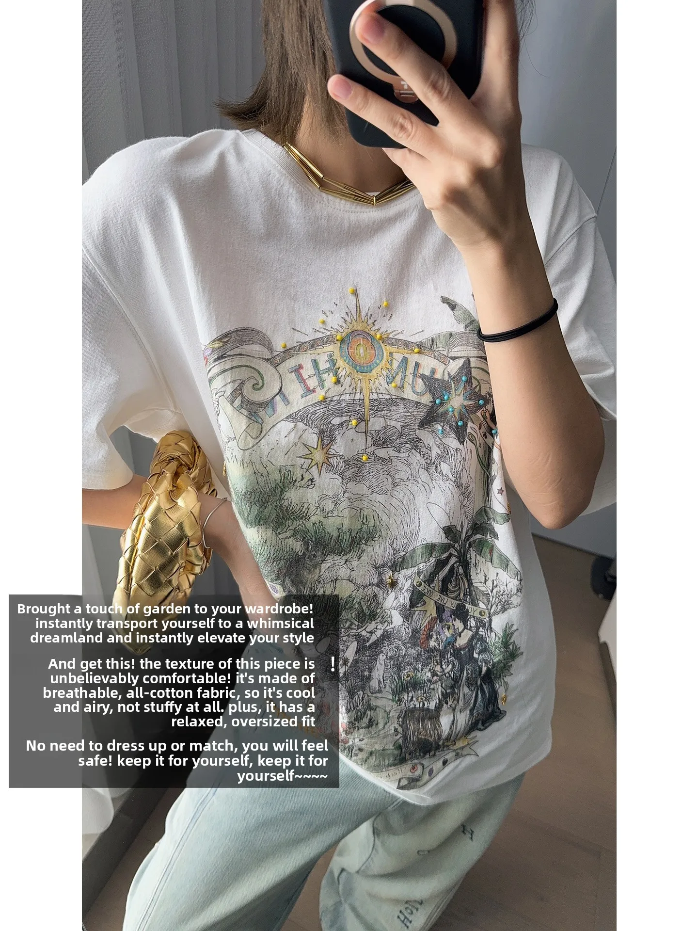 

Meiyang Dr Garden ort Sve круглая хлопковая футболка Ne, повседневная свободная посадка, летний дышащий удобный женский топ