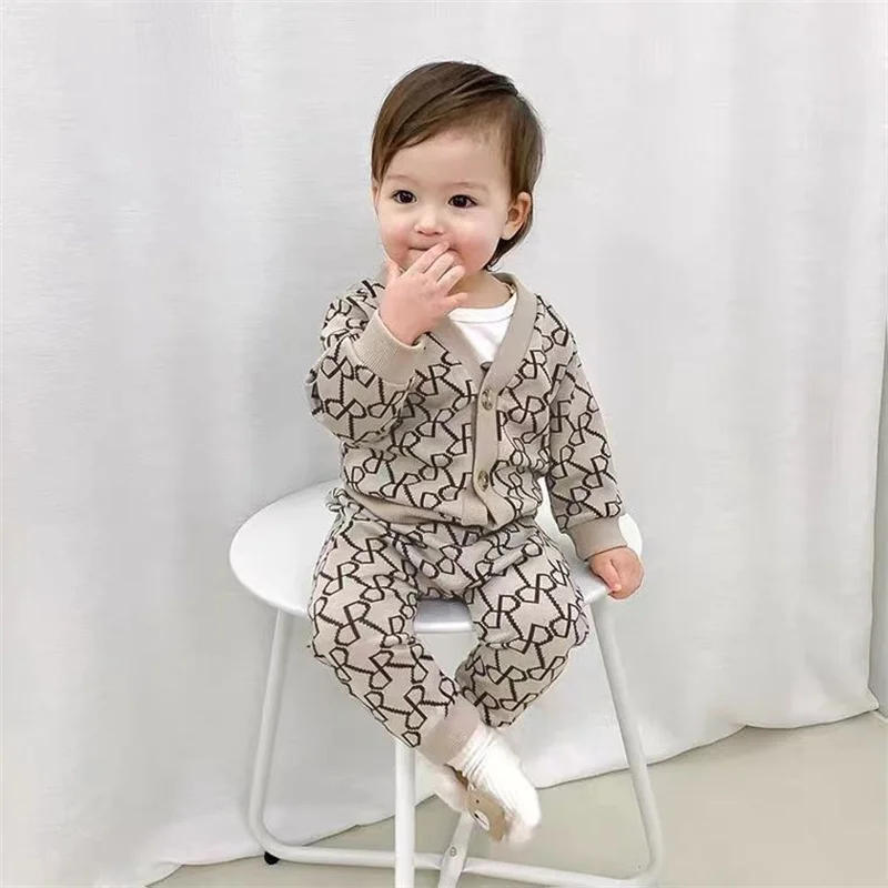 Primavera autunno bambini ragazzi vestiti Set Cardigan stampato top cappotto + pantaloni Harem 2 pezzi Set di abbigliamento Casual per bambini