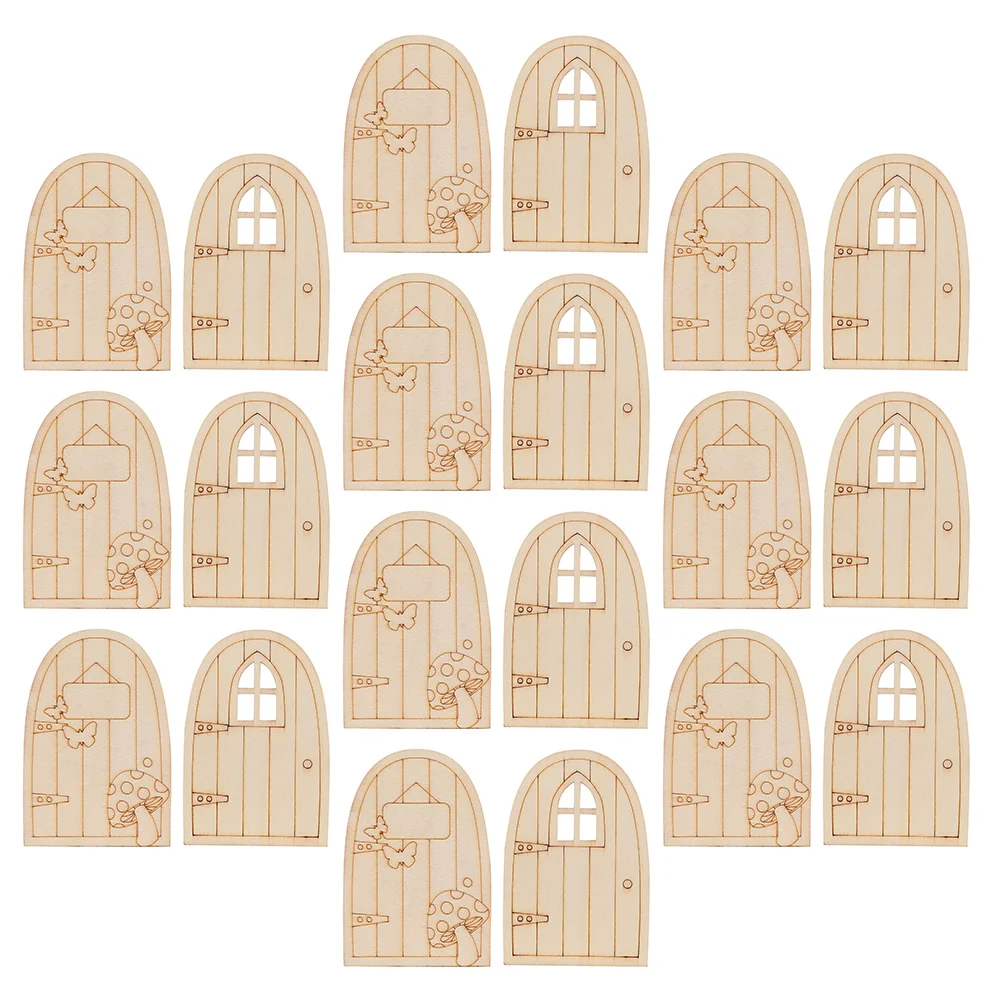 

20 Pcs Fairy Gate Ornament Door for Wall Houses Mini Kit Miniature Wooden Decoration Adornment