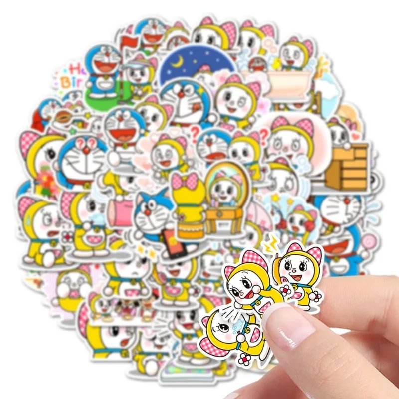 Autocollants Doraemon pour décorer, 48 pièces, stickers pour étui de téléphone portable, ordinateur portable, bagages, gobelet à eau, jouets pour enfants, vente en gros