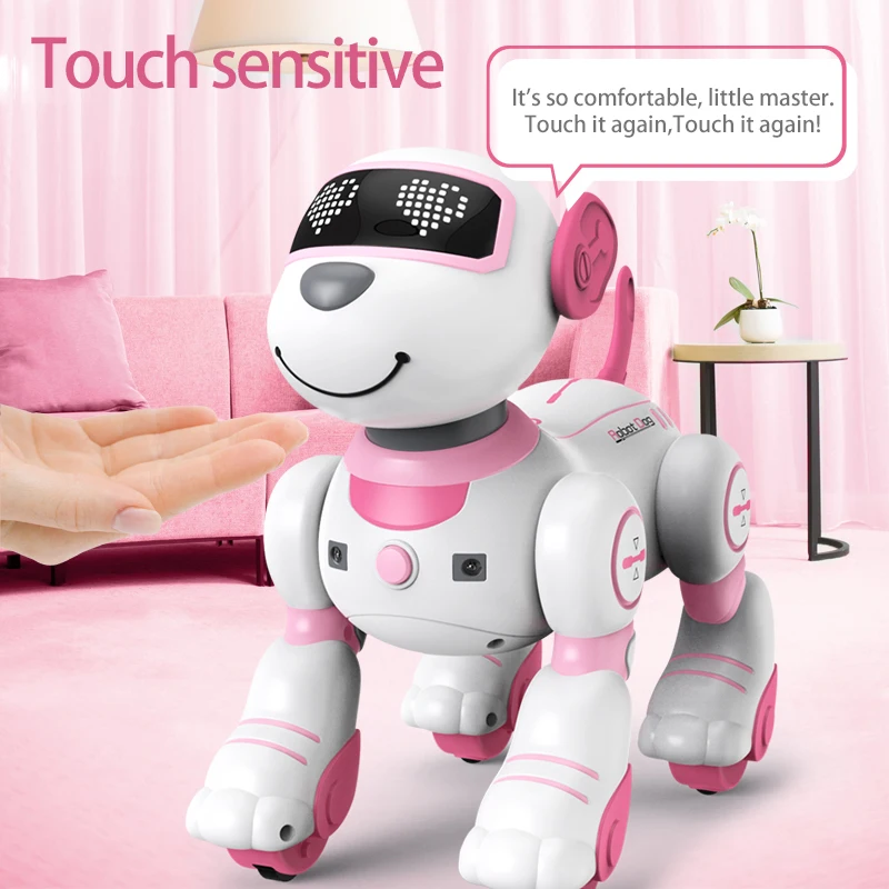 Grappige Rc Robot Elektronische Hond Stunt Hond Voice Command Programmeerbaar Aanraakgevoel Muziek Lied Robot Hond Roze Speelgoed Voor Meisjes Cadeau