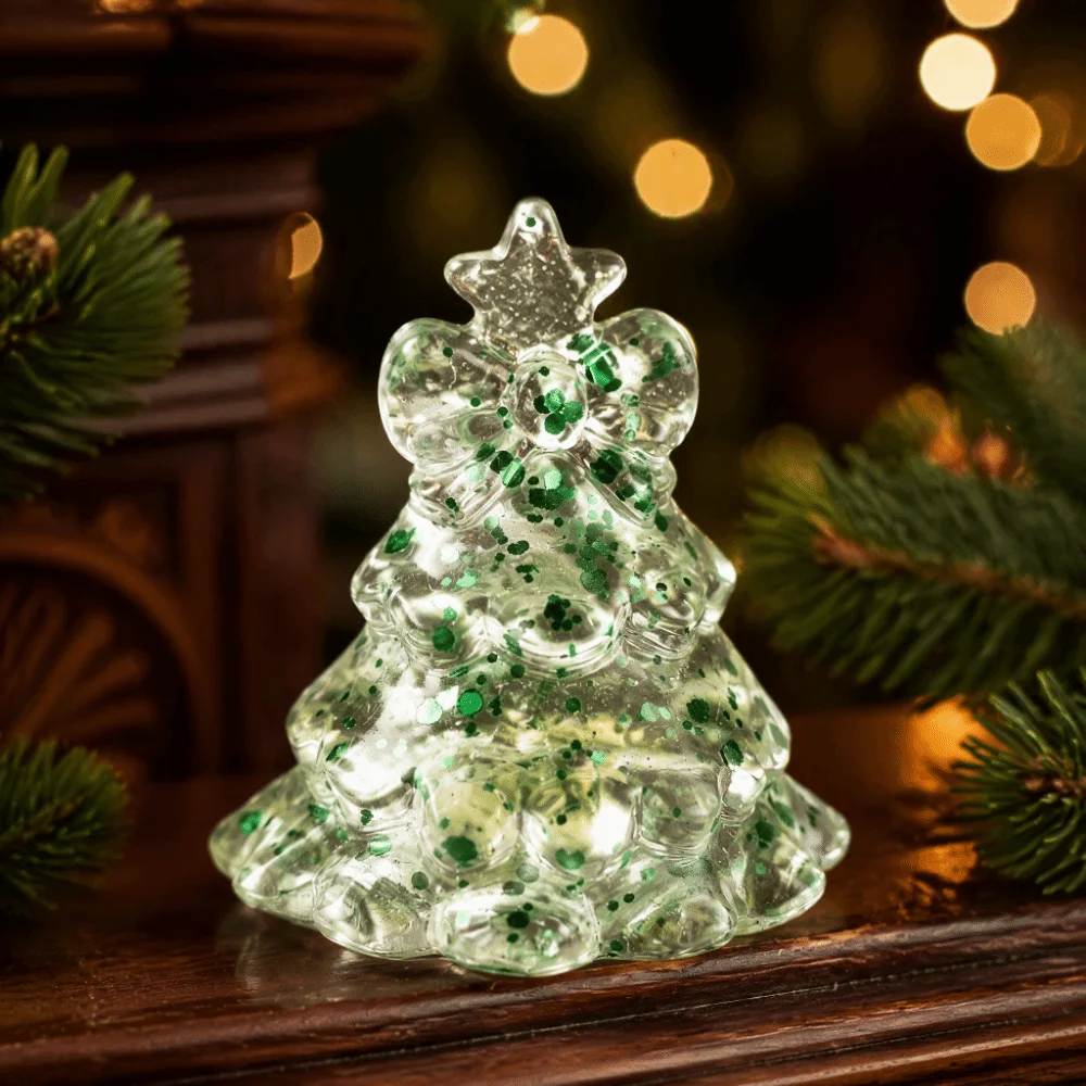 Colorful Christmas Tree Squishy Transparent Glitte Stress Relief Fidget Paper Box Packaging Adorable Design
