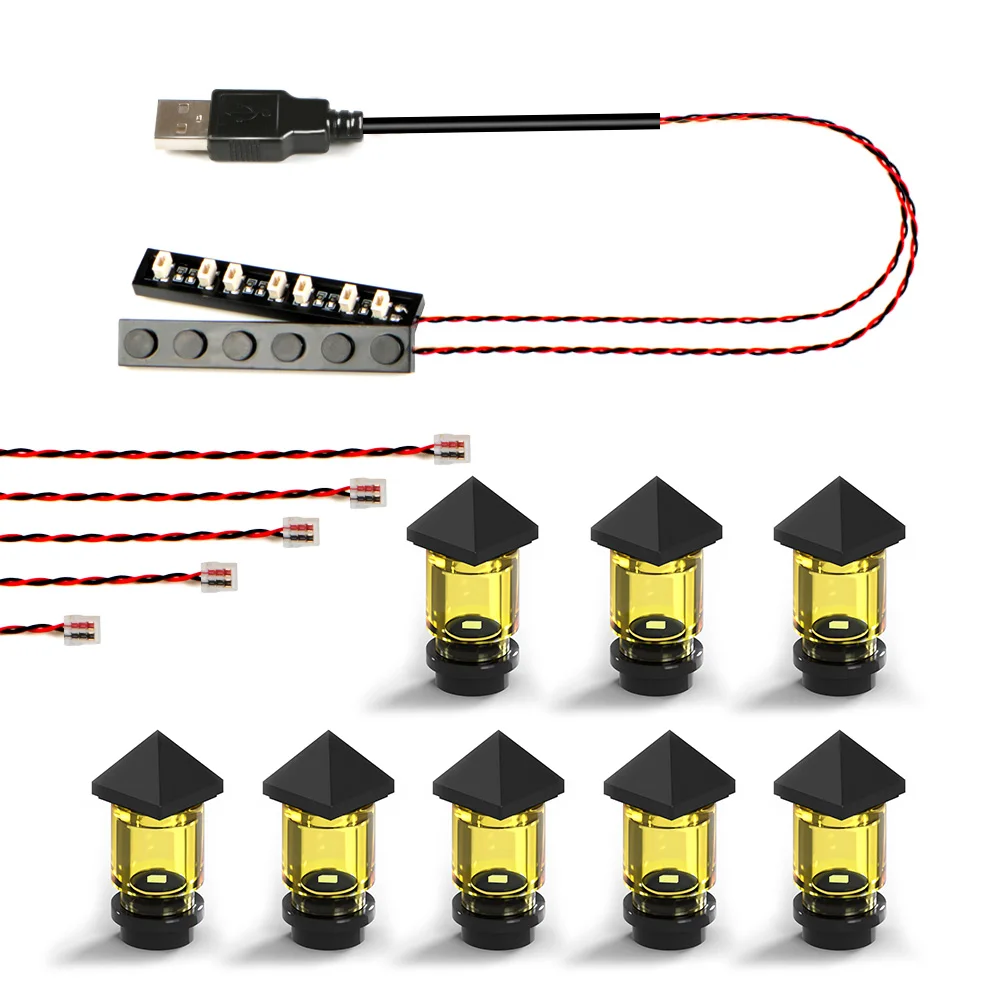 14 STKS Bouwstenen Gazon Verlichting Sfeer Moc Straatlantaarn Landschap Verlichting Tuinen Parken Stad LED Baksteen Speelgoed