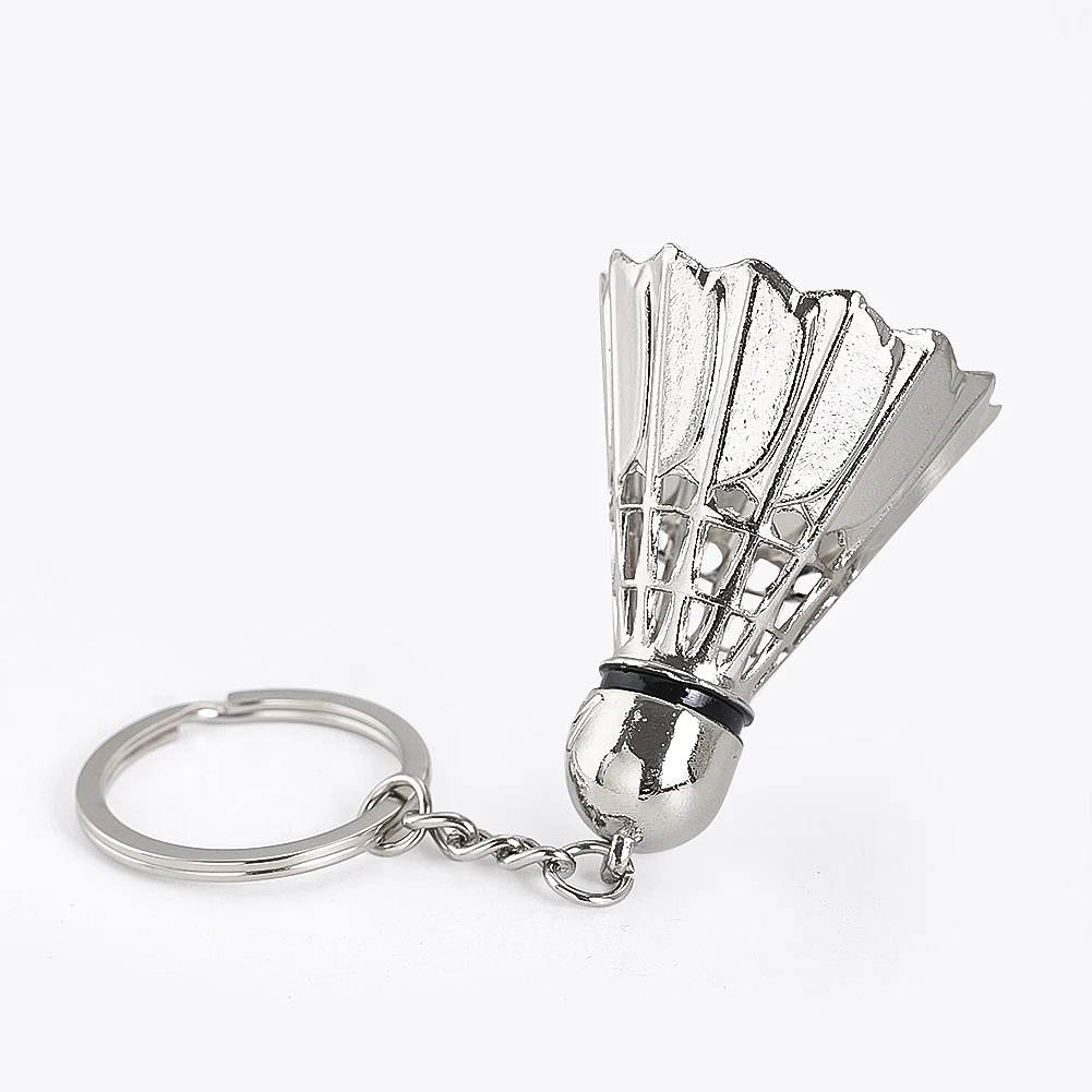 Simulation Badminton Metal Keychain Sporty Key Chain Pendant Mini Shuttlecock Keyrings Hanging Backpack Purse Ornament Jewelry