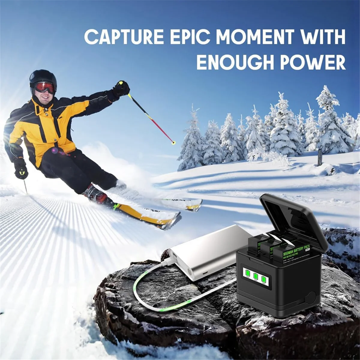 Szybka ładowarka OIIRGO z wyświetlaczem cyfrowym i potrójnym gniazdem USB do szybkiej ładowarki do aparatu Insta360 Ace/Ace Pro Akcesoria