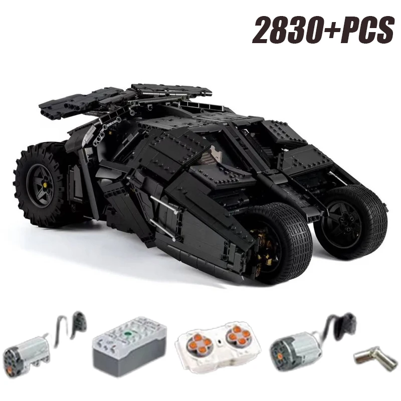 

NEW 1:8 Bricks The Batmobile Tumbler BatPod Motorcycle Set High-tech Power Building Blocks for Adults Model Kit Toy 2830 Pellets