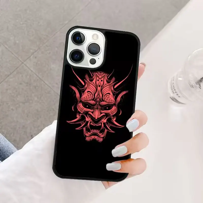 Japanese Hannya Mask Anime For iPhone Case 16 15 14 13 12 11 Pro XR XS Max 7 8 Plus Phone Anti-Drop Y2K Shockproof Cover