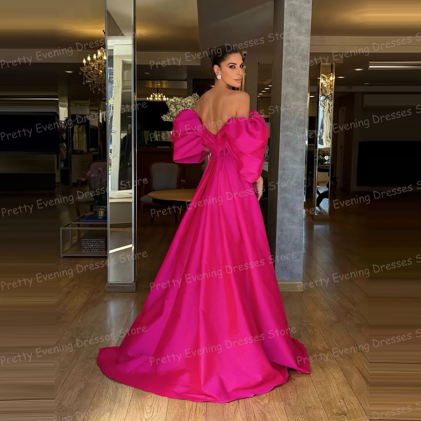 Robes De soirée roses simples pour femmes, épaules dénudées, ligne A, dos nu, sans manches, à la mode, personnalisées, 2025