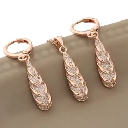 2023 High Quality Jewelry Sets 585 Rose Gold Color Unusual Earrings Sets With Full Natural Zircon Drop Earrings Wedding Jewelry