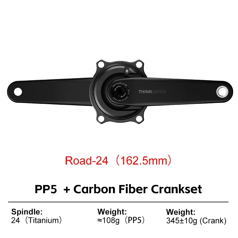 THINKRIDER PP5 Fahrrad Carbon-Faser Spider Leistungsmesser Kurbelgarnitur 24MM ANT+ BLE für Rennräder