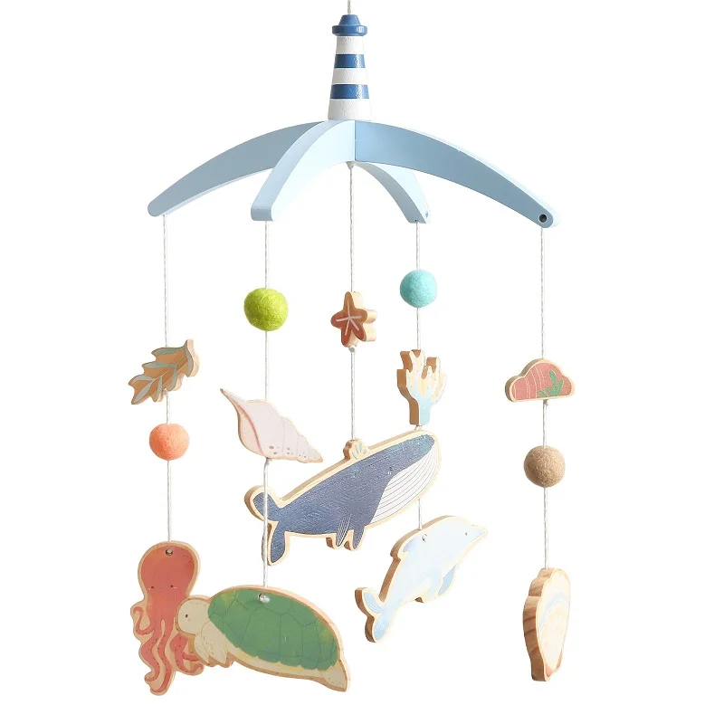 

Baby Rattles Toys 0-12 Months Newborn Wooden Whale Animal Hanging Toy Musical Bed Bell Mobile Toddler Carousel For Cots Kid Gift