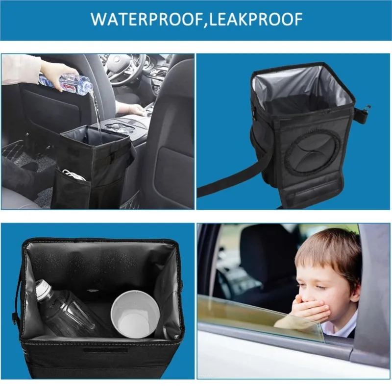 Waterproof Car Trash Can Bin Dump Storage Portable Multifunction Organizer Garbage Closeable Foldable Interior Auto Accessories