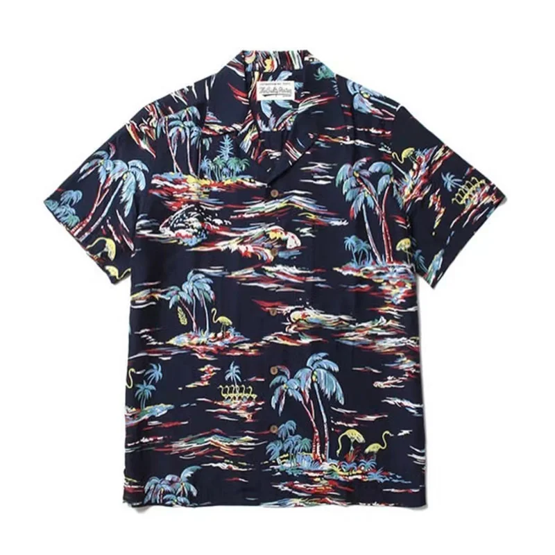 Island Scenery WACKO MARIA Hawaii Short Sleeve Shirt Best Quality Summer Brand Mens Womens Shirts Tops