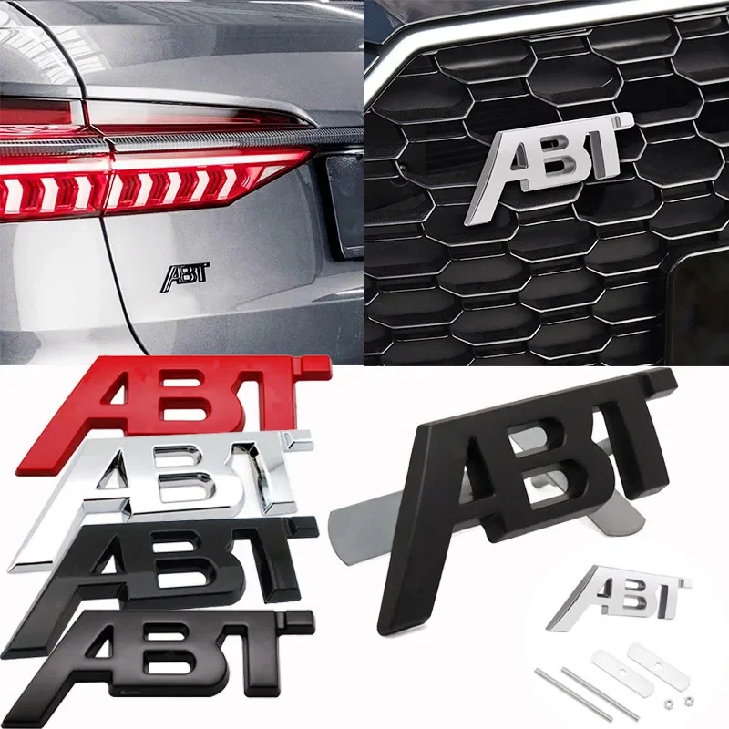 3D Metal ABT Logo Front Grill Side Fender Badge Rear Trunk Boot Emblem Car Sticker For Audi A3 A4 A5 A6 A7 A8 Q3 Q5 Q7 TT RS