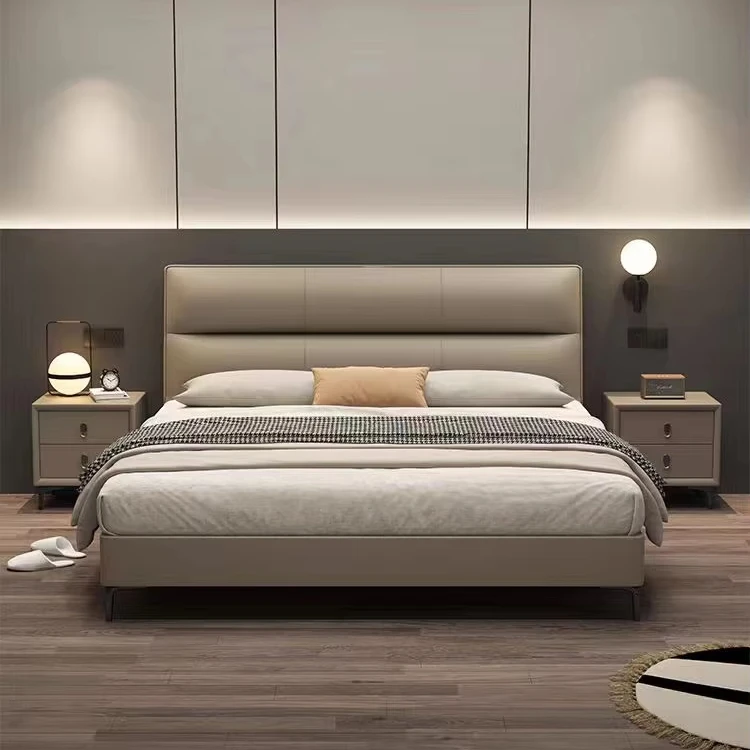 NNordz-Mobilier de chambre à coucher en peau de patte de chat, lit Queen/King Size, design de cadre, cuir doux italien, lits superposés pour la maison et l'hôtel