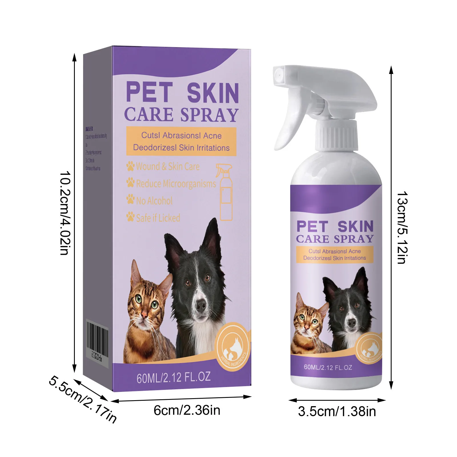 60ml Pet Relieving Skin Spray Relieving Dog And Cat Skin Itching Removing Mites Relieving Itching Disinfection Of Skin Diseases