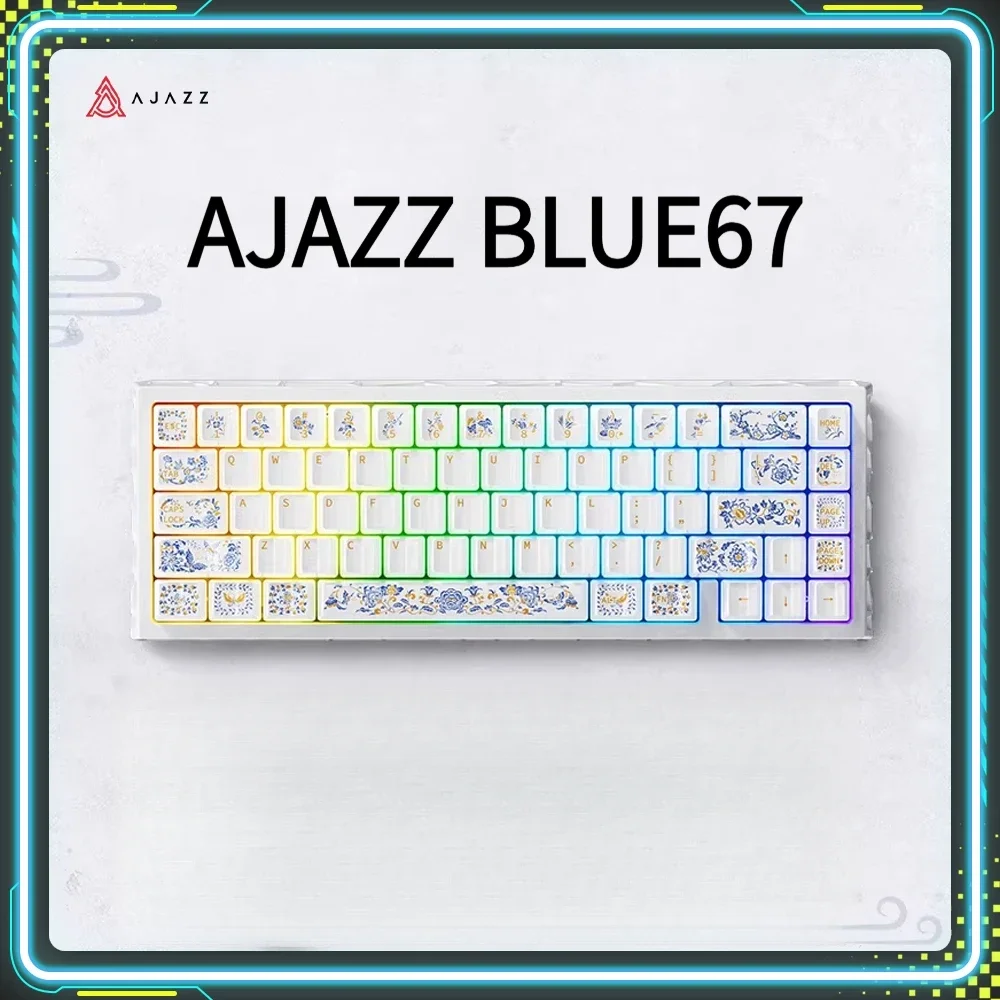 

Игровая клавиатура AJAZZ BLUE67 с магнитными переключателями, сверхнизкой задержкой, сине-белая, проводная, механическая, для ПК, подарок