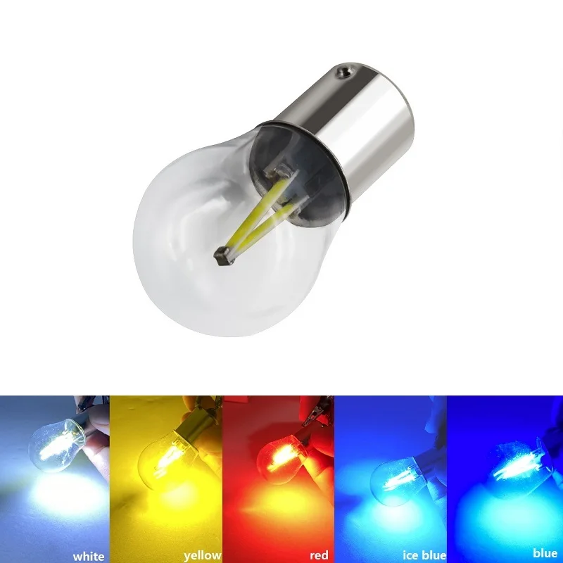 Newest P21W LED ba15s 1156 led filament chip car light S25 auto vehicle reverse turning signal bulb lamp DRL white 12v