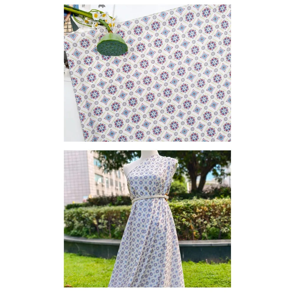 

Мандала с цветочным узором 60-х годов, поплин, хлопковая ткань с принтом, дизайнерская ткань, сделай сам, ручная работа, Ципао, шитье рубашки, платье, ткань Telas Para Costura