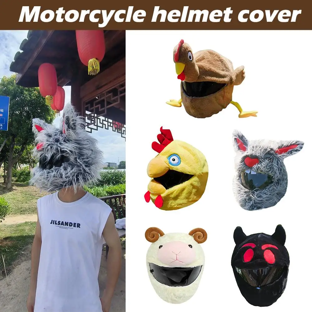 

Helmet Protection Headgear Cover Cartoon Fluffy Plush Set For Motorcycle Full-Face Protective Case Motorbike Safety Trendy M6L2