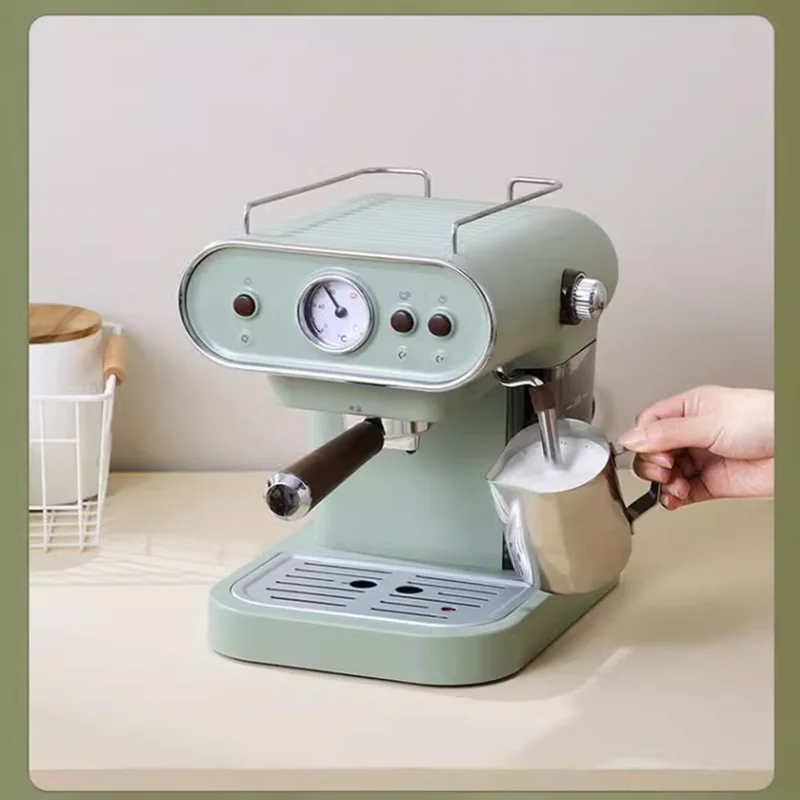 15Italian Electric Coffee Machine Bar Semi-automatic Espresso Retro Manufacturer Cappuccino Pump Type with Frother Milk Cool