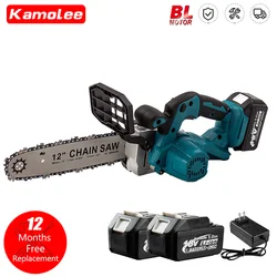 Kamolee-Tronçonneuse électrique sans fil, 12 pouces, sans balais, huile de lubrification, batterie au lithium, coupe-bois, travail de calcul, outils de jardin