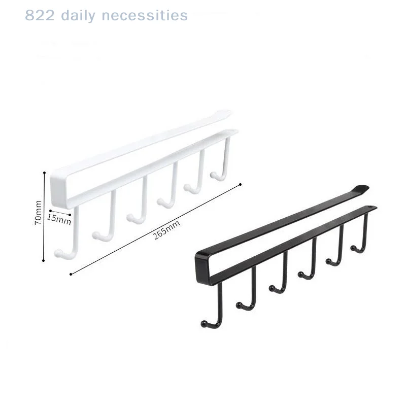 convenient1PC iron hook Kitchen Storage Rack 6 Hooks Wall Hanging Organizer Cup Mug Holder For Home Kitchen Bathroom view 6