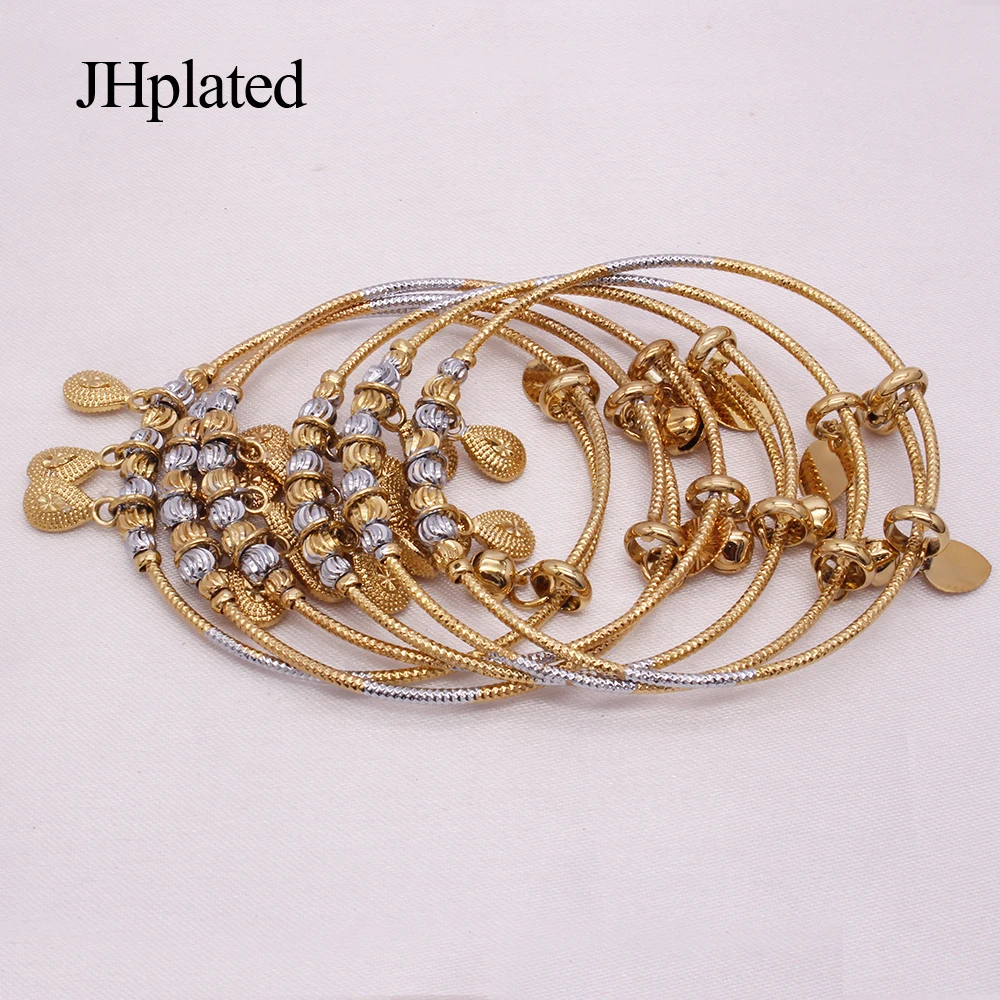 Women Gold silver two color bangles Party wedding gifts African Ethiopia bell heart bangles jewelry Adjustable size Bracelet