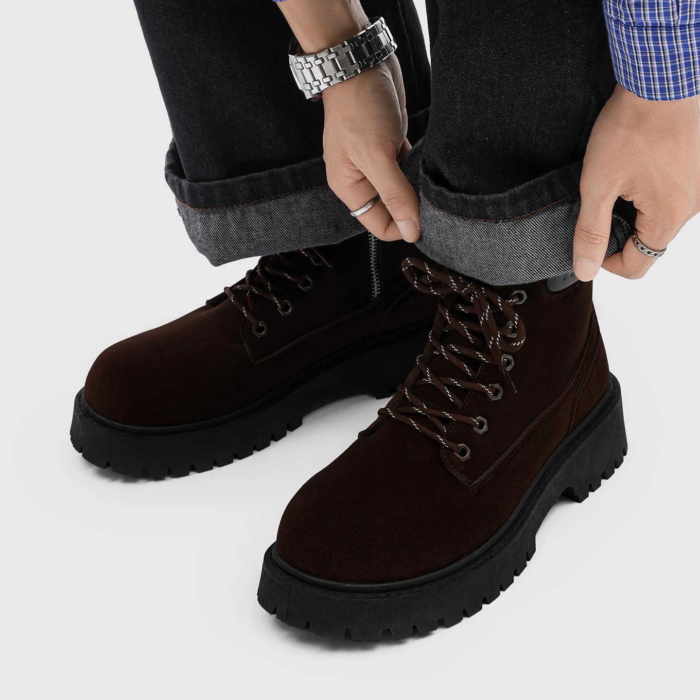 Autumn Retro Thick Sole Height Increasing Men Boots Anti Slip Wear Resistant Outdoor Casual Ankle Boots British Style Work Boots