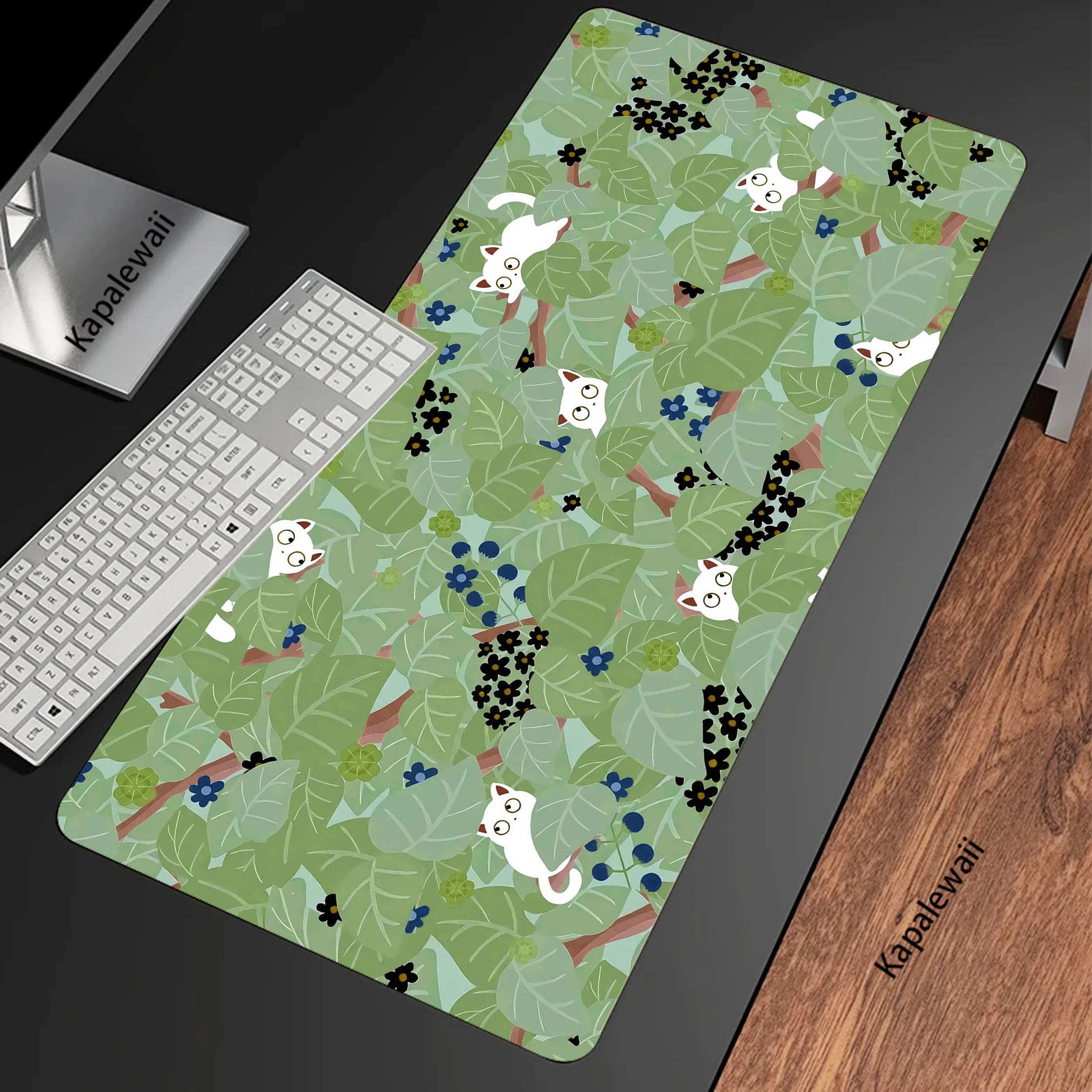 Cat Plant Mouse Pad Locking Edge XXL Mousepad Rubber Keyboard Pads Gaming Setup Accessories Anti-slip Mouse Mat 900x400mm