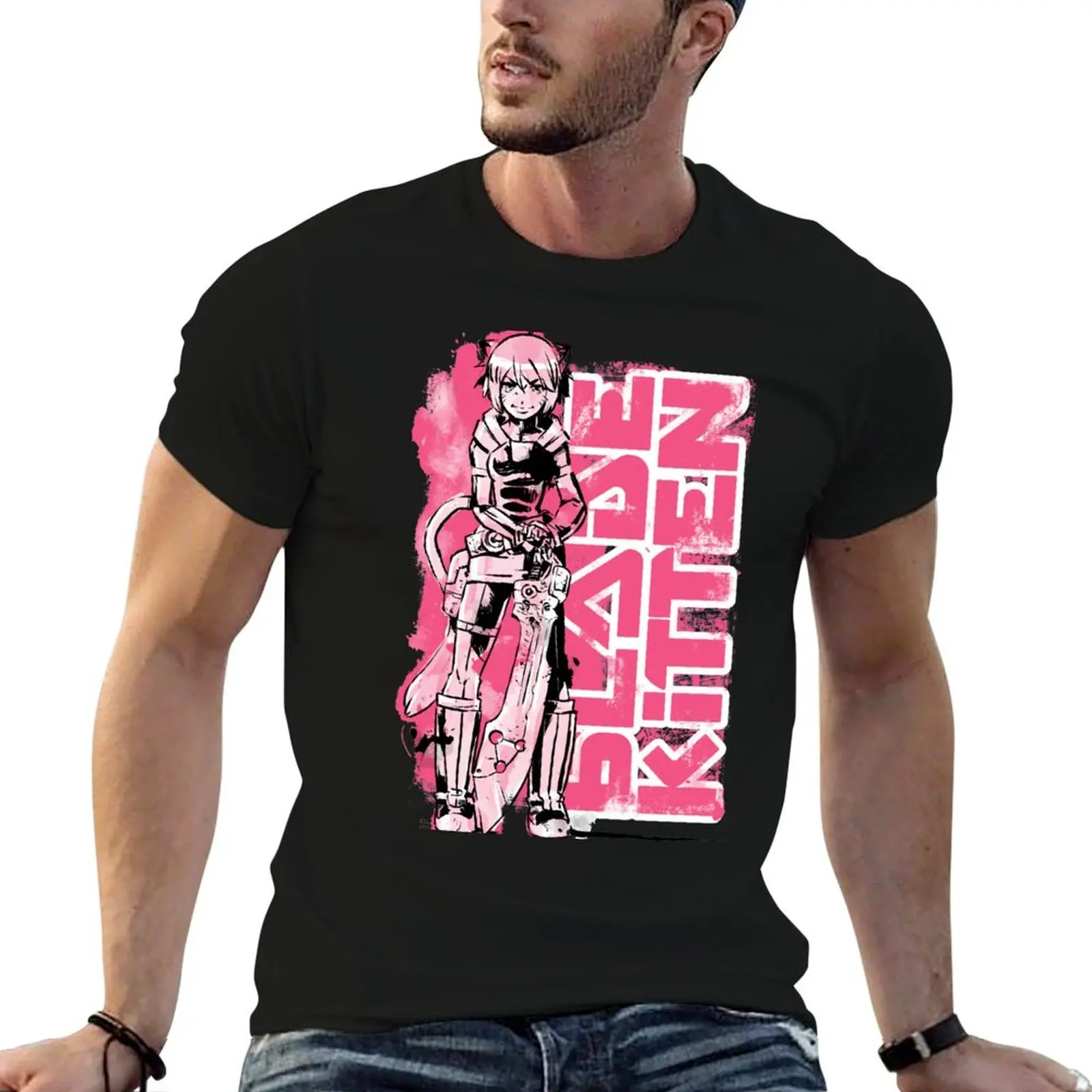 

Blade Kitten - Black, White and Pink T-Shirt cute clothes oversized t shirt baggy shirts Short sleeve tee men