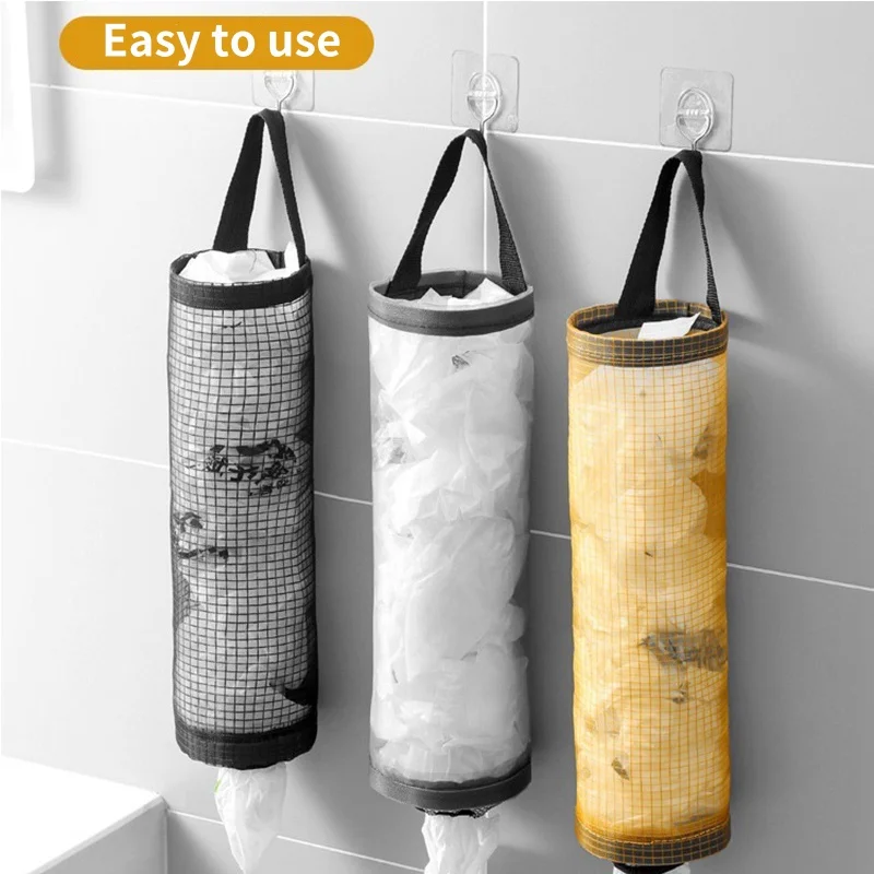 5 Pack Wall Mount Plastic Bag Dispenser, Hanging Grocery Bag Holder, Kitchen Garbage Bag Storage Organizer