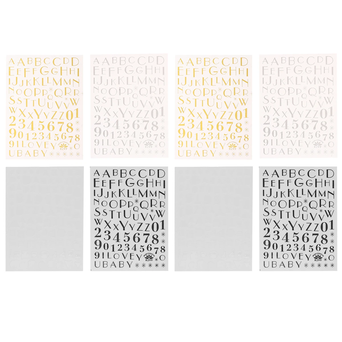 8 szt. Naklejek na paznokcie z wzorami liter, samoprzylepne naklejki DIY, kreatywne naklejki do manicure dla kobiet i dziewcząt na święta