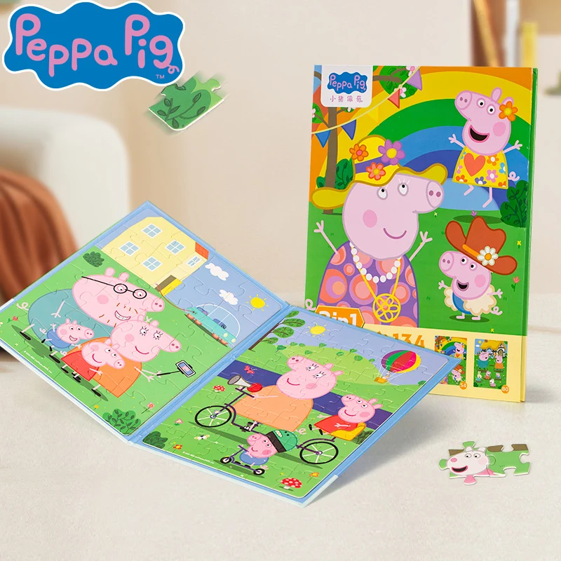 Nieuwe Peppa Pig Geavanceerde Magnetische Puzzel Anime Cartoon DIY Stickers 0-3 Jaar Oude Puzzel Speelgoed Kinderen Onderwijs Puzzel Meisjes Geschenken