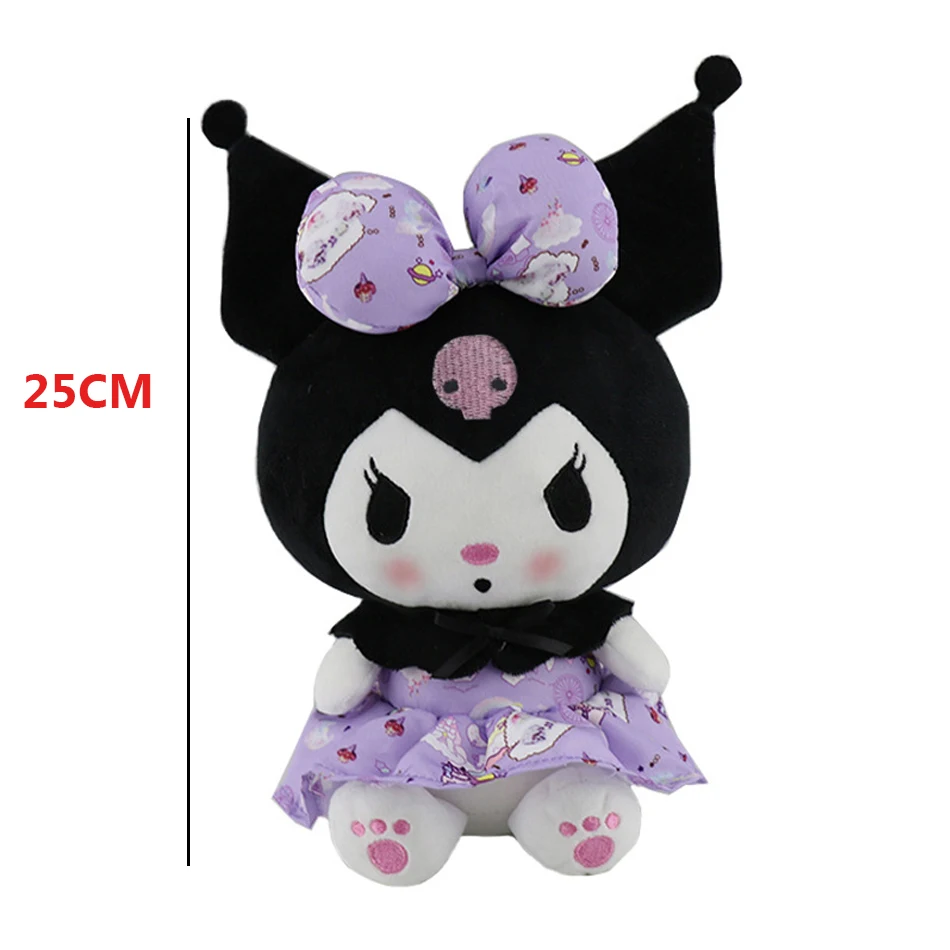 Kuromi Plush Toy Lolita Princess Dress Ragdoll Cartoon Animal Plush Pillows Doll Bedroom Decorations Christmas Gift for Girls