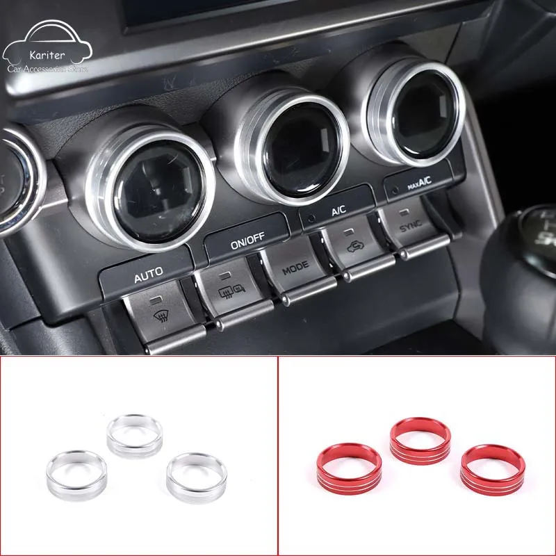 

For Subaru BRZ Toyota 86 2022 Aluminum Alloy Silver/Red Car Central Control Air Conditioning Knob Ring Auto Parts