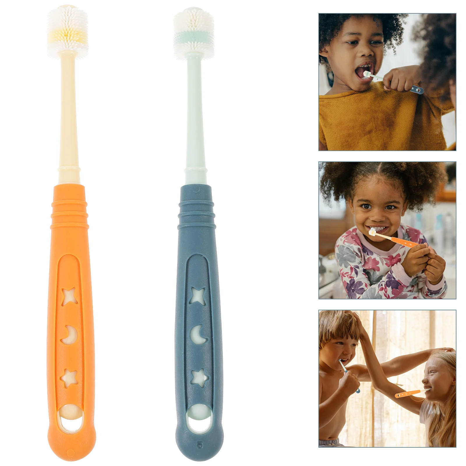 

2 Pcs Baby Toothbrush Manual Toothbrushes for Silicone Bristle Silica Gel Oral Care Tools Toddler